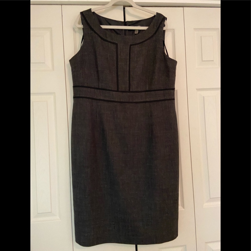 Black Label Evan Picone Dress Dark Grey Black Trim